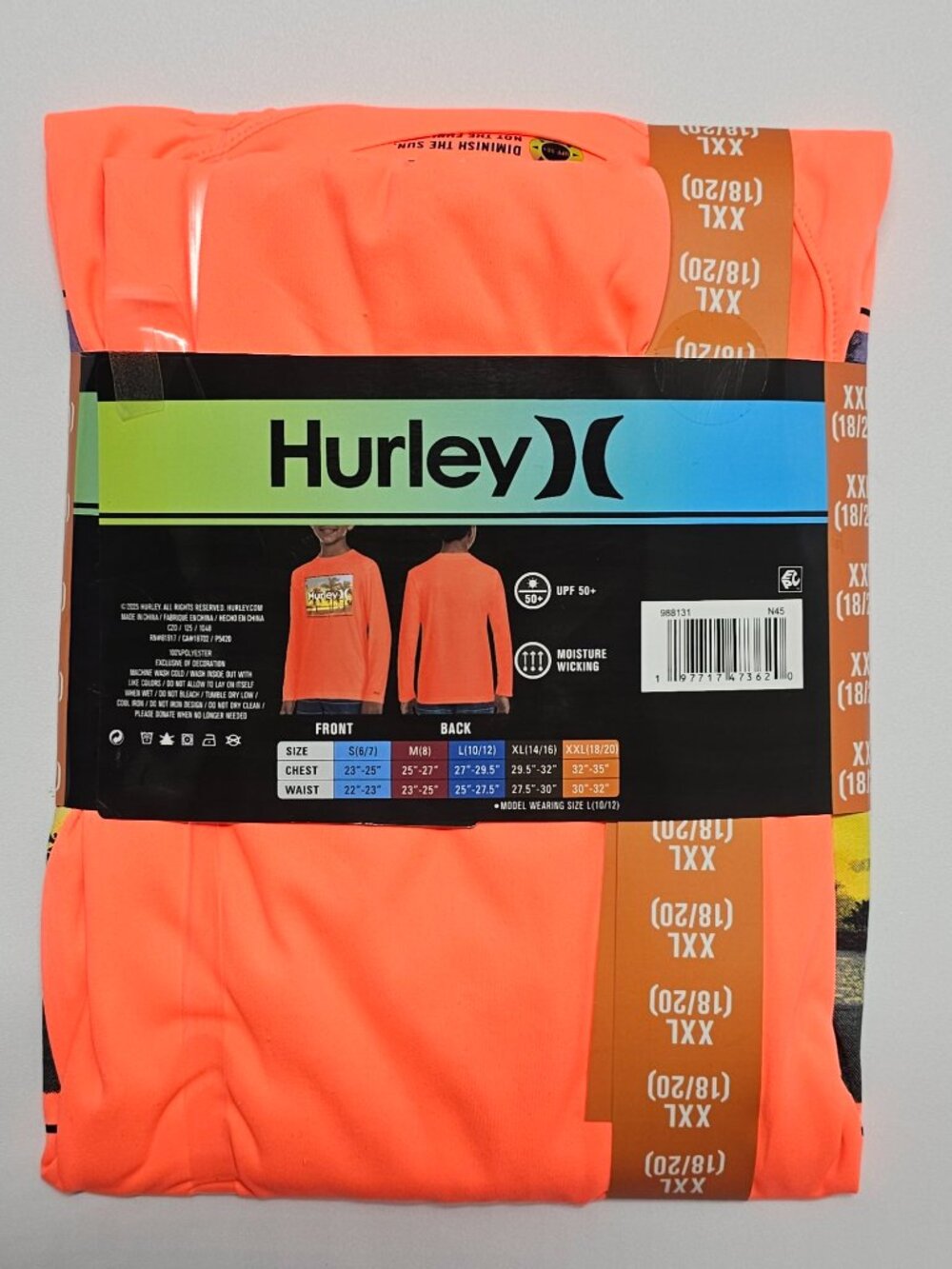 Hurley Boys Long Sleeve Moisture Wicking UPF 50+ Swim Top - Picture 7 of 7